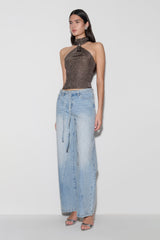 Nikki Lurex Top With Hardware - Gunmetal