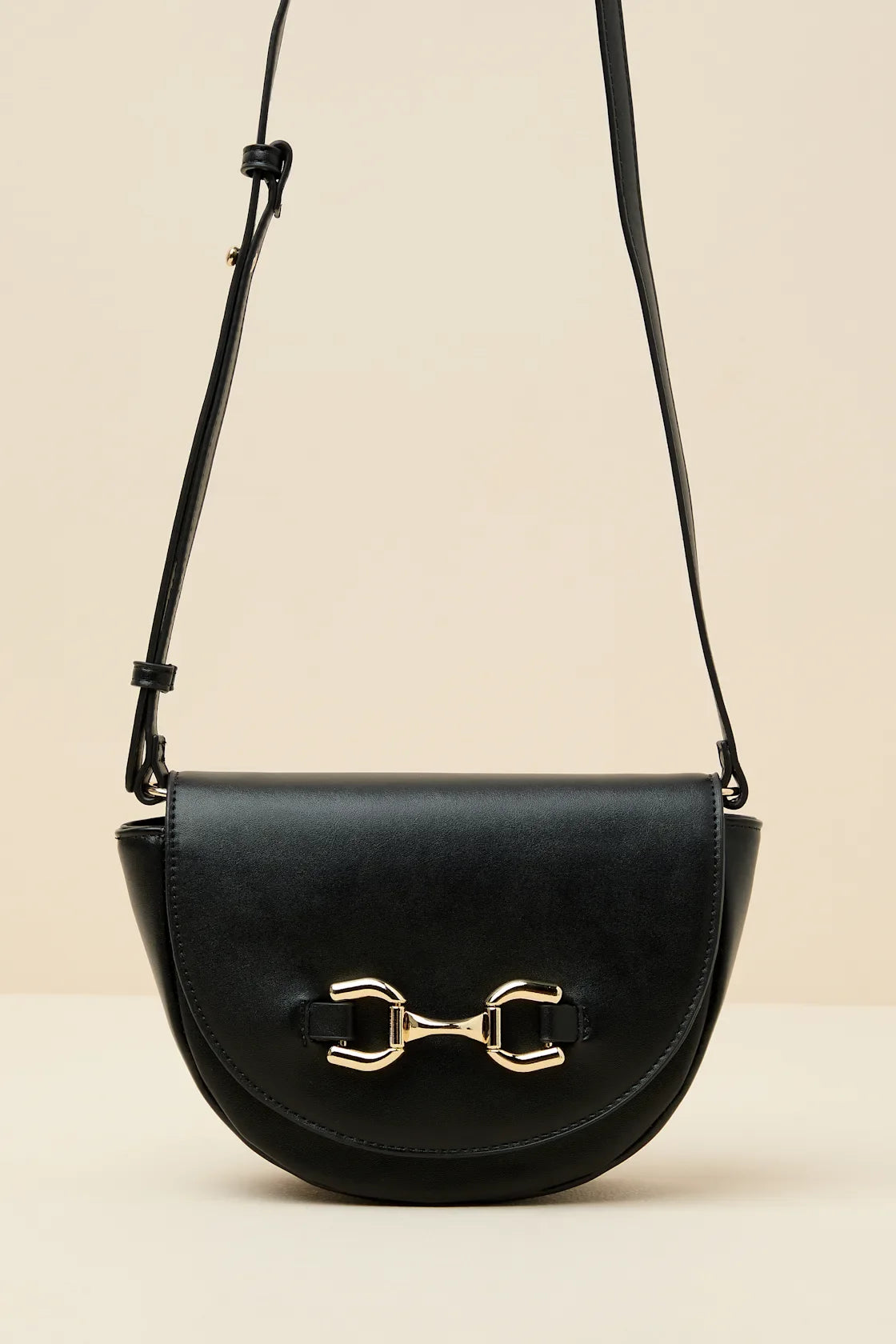 Cassia Black Horsebit Crossbody Bag