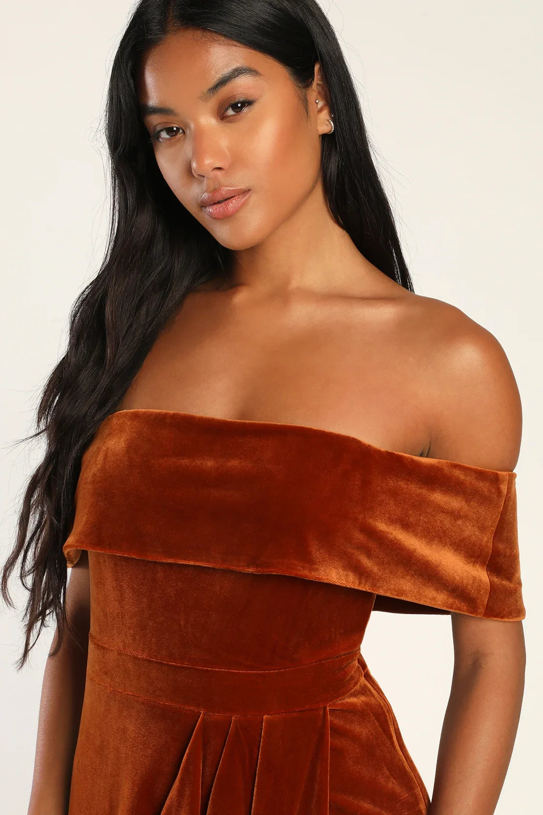 I'm Enchanted Red Velvet Off-the-Shoulder Maxi Dress