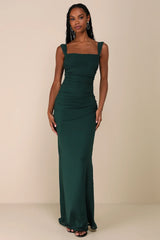 Amazing Presence Blue Mesh Ruched Column Maxi Dress