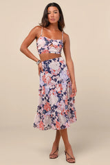 Floating Through Flowers Multi Floral Two-Piece Midi Dress