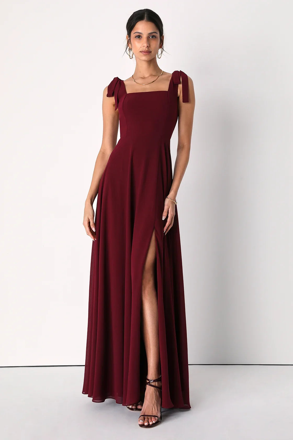 Love Me Forever Olive Green Tie-Strap Square Neck Maxi Dress