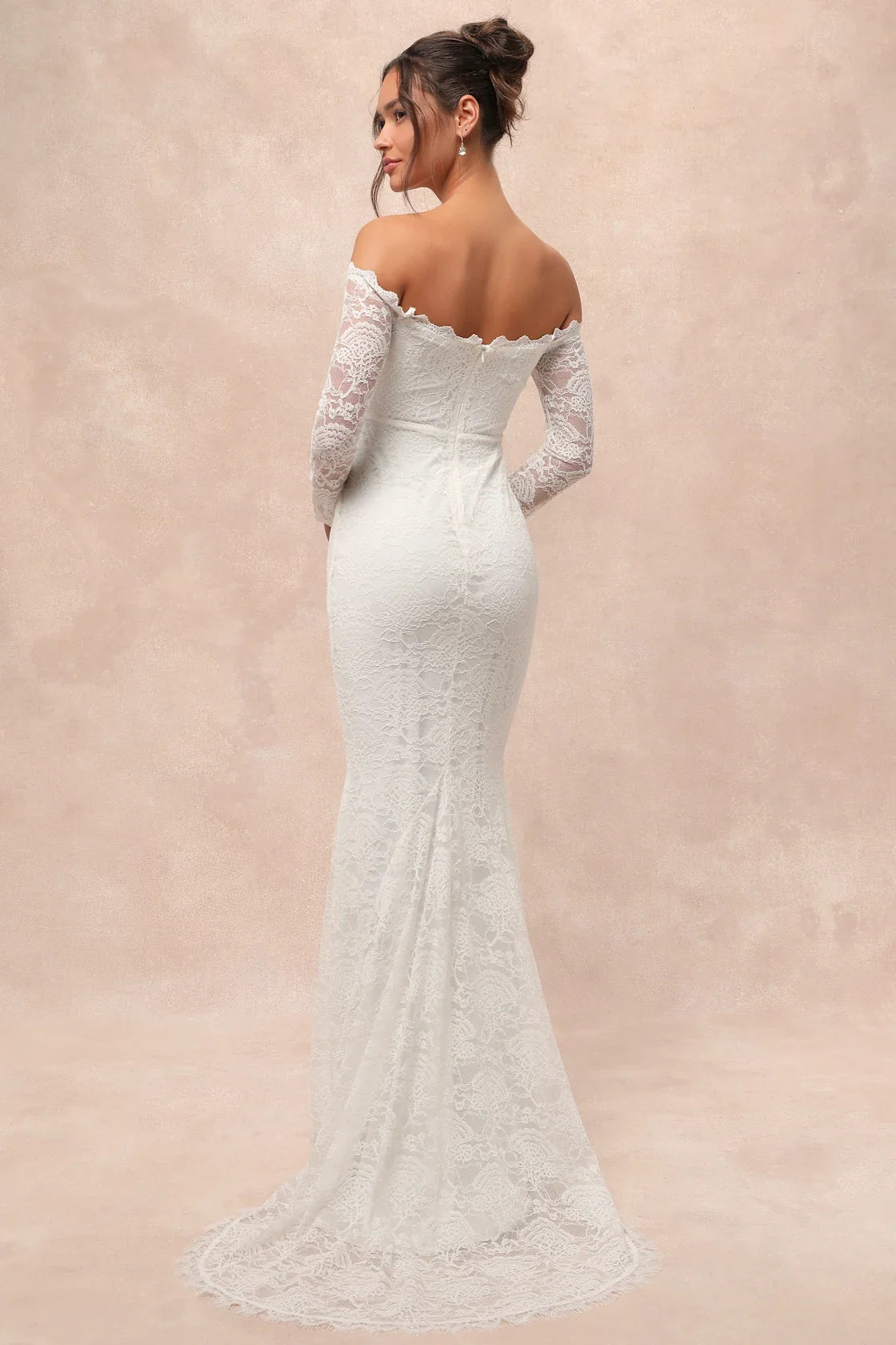 Beloved Promise White Lace Off-the-Shoulder Mermaid Maxi Dress