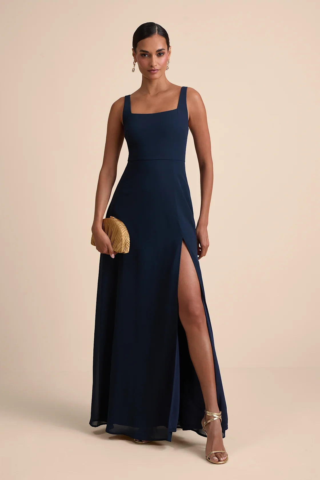 Remarkable Arrival Navy Blue Sleeveless Maxi Dress