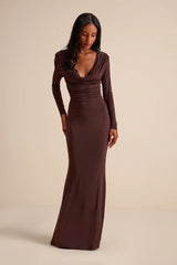 Jennifer Brown Jersey Knit Cowl Neck Maxi Dress
