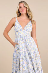 Brightly Blossoming Pink Multi Floral Tiered Midi Dress
