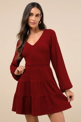 Adorable Option Heather Beige Long Sleeve Mini Sweater Dress