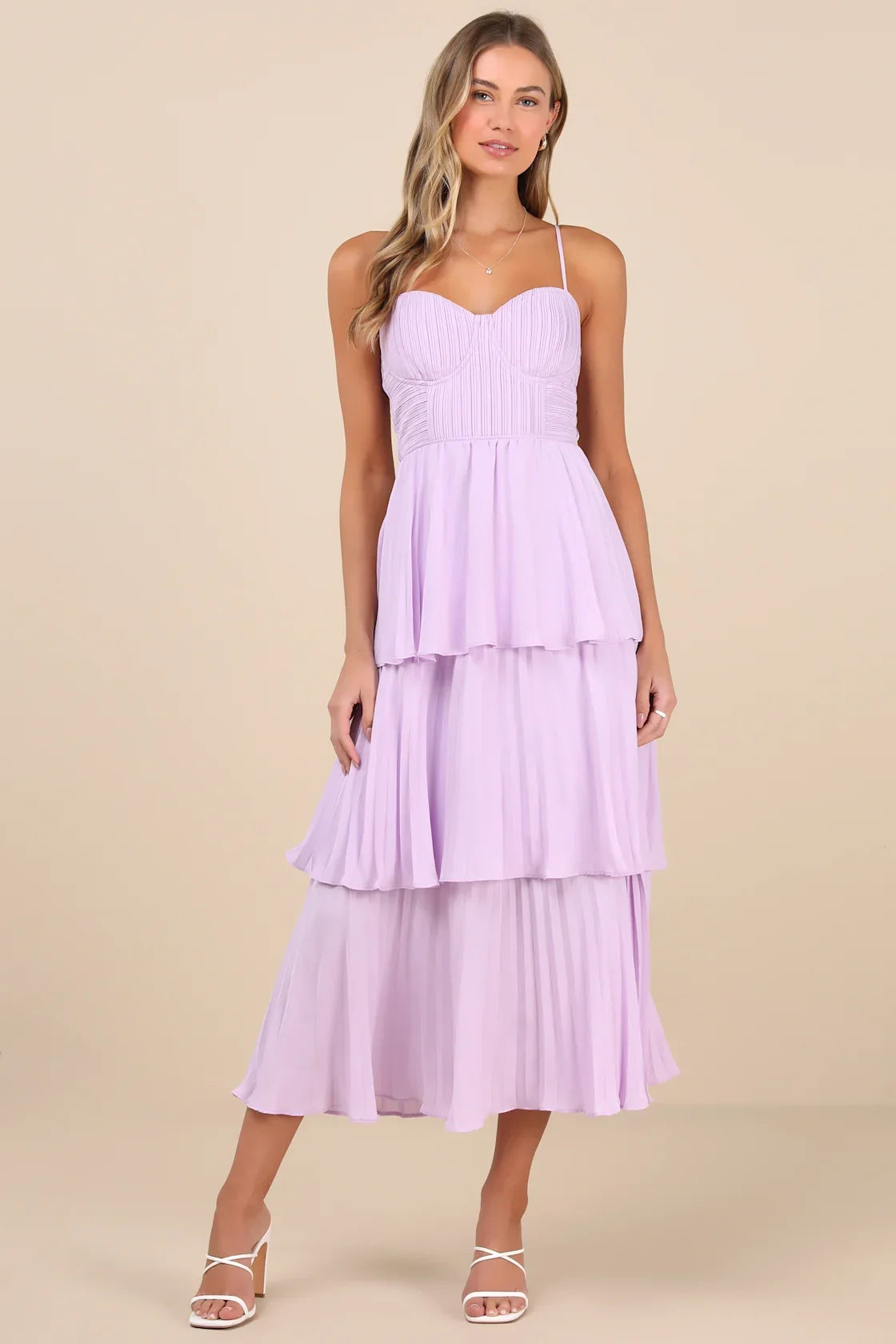 Cascading Crush Emerald Tiered Bustier Midi Dress