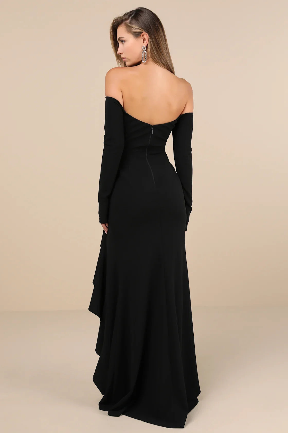 Notorious Perfection Black Off-the-Shoulder Ruffled Maxi Dress