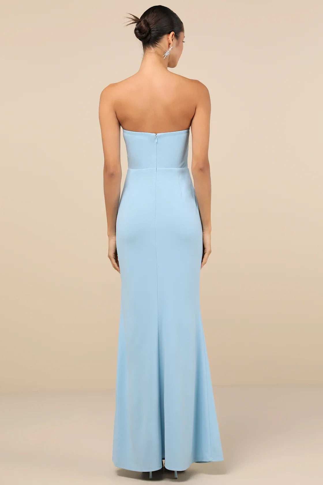 Elegant Finesse Light Blue Pleated Cutout Maxi Dress