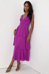 Celebration Time Aqua Sleeveless Tiered Midi Dress
