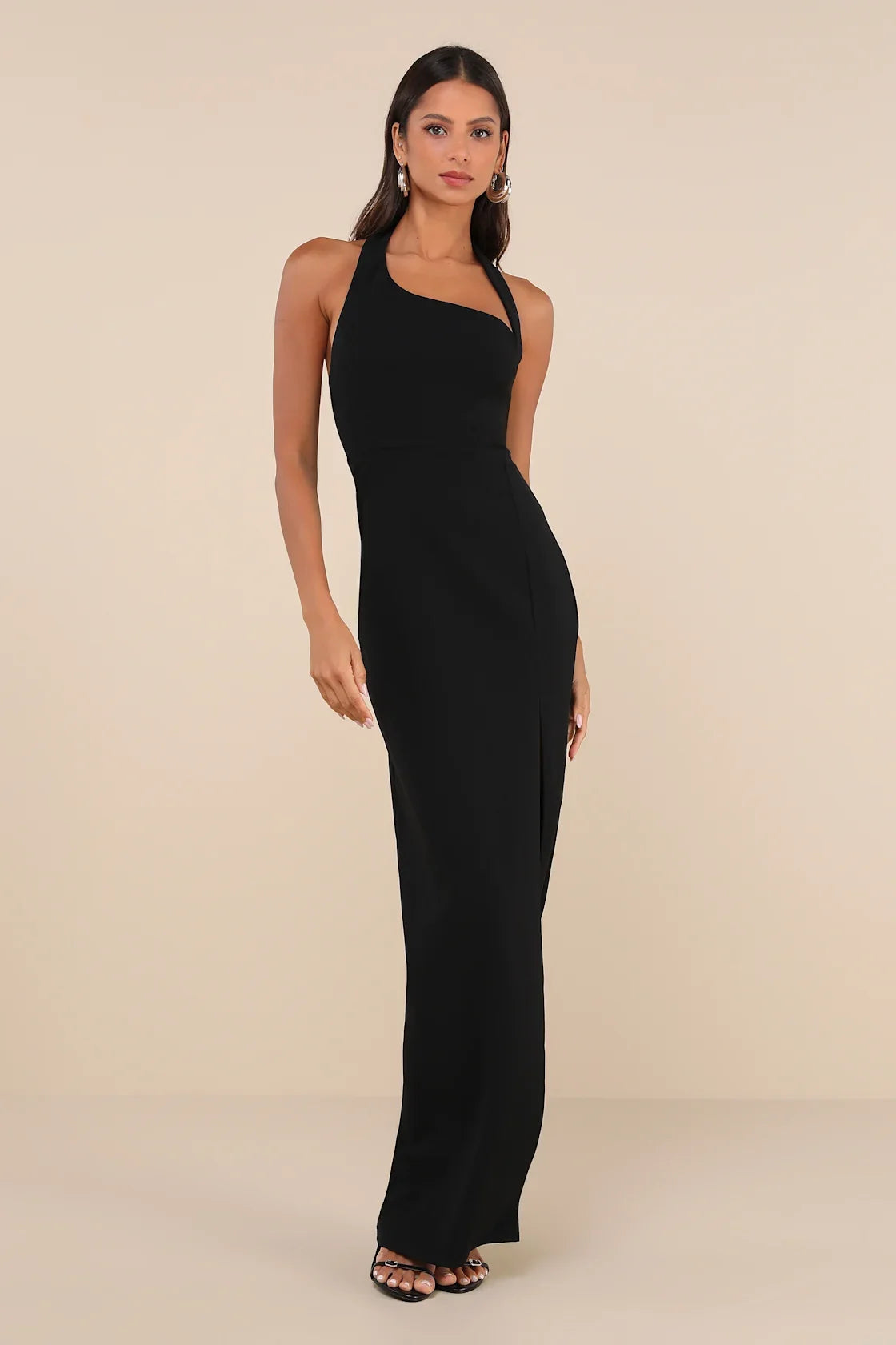 Unforgettable Rust Red Asymmetrical Halter Maxi Dress