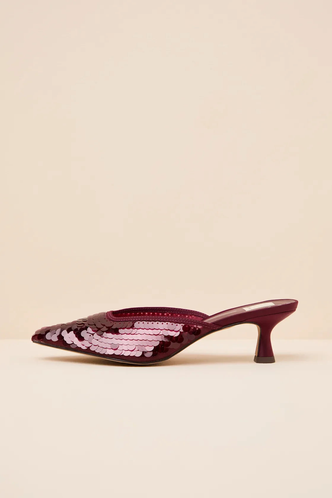 Cleo Cranberry Sequin Pointed-Toe Mule Pumps