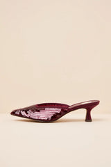 Cleo Cranberry Sequin Pointed-Toe Mule Pumps