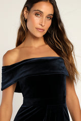 I'm Enchanted Red Velvet Off-the-Shoulder Maxi Dress