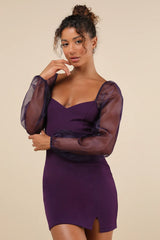 Sophisticated Aura Black Long Sleeve Bodycon Mini Dress