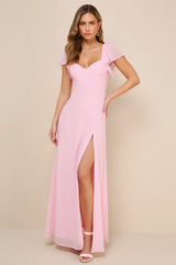 Simply Delightful Black Tie-Back Flutter Sleeve Maxi Dress