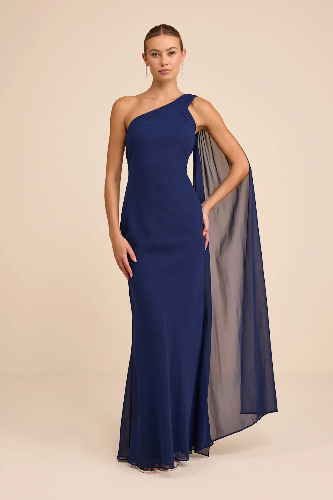 Carmenza Red One-Shoulder Sash Maxi Dress