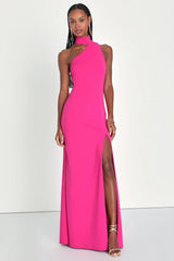 Keep It Interesting Green Asymmetrical Cutout Halter Maxi Dress