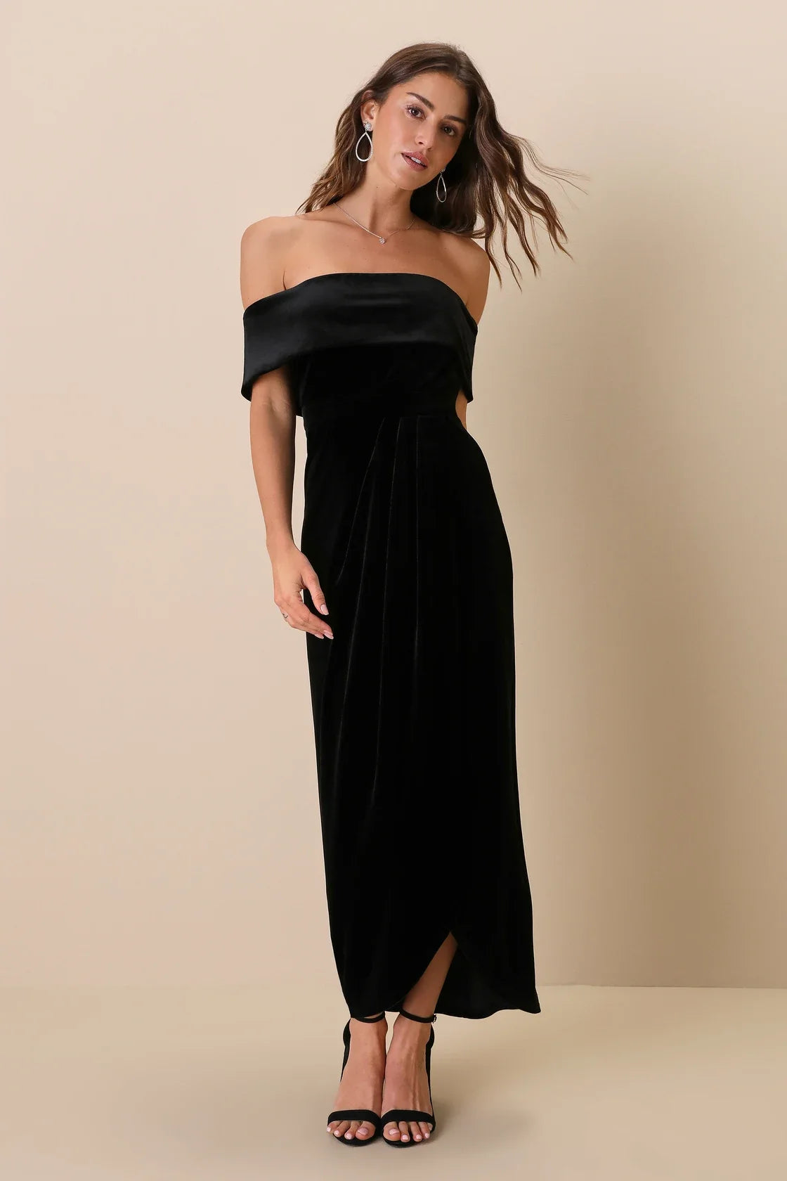 I'm Enchanted Red Velvet Off-the-Shoulder Maxi Dress
