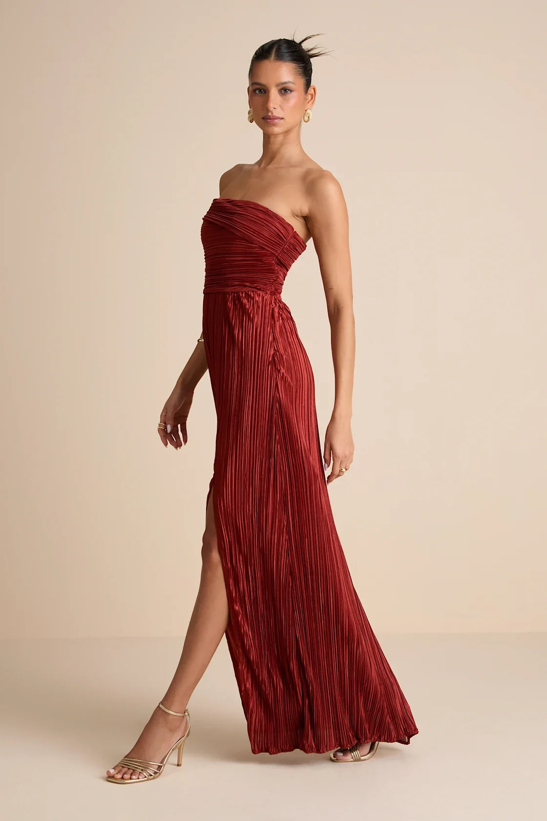 Poised Performance Chartreuse Plisse One-Shoulder Maxi Dress