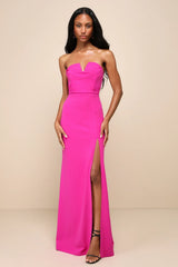 Effortless Radiance Magenta Strapless Mermaid Maxi Dress