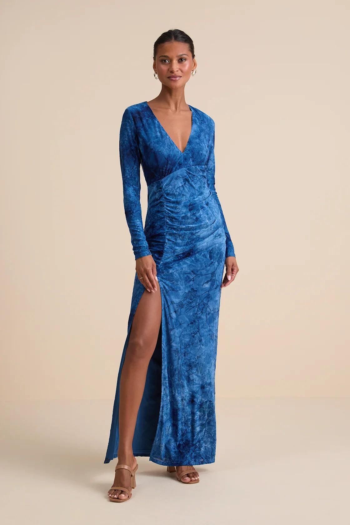 Dynamic Sensation Dark Mauve Floral Velvet Burnout Maxi Dress