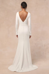 Feeling of Forever White Long Sleeve Mermaid Maxi Dress
