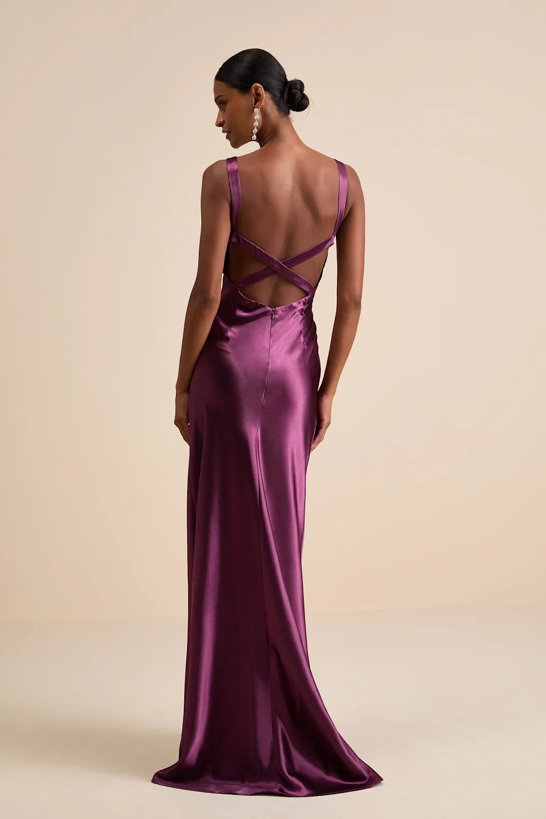 Perfectly Classy Navy Satin Strappy Maxi Dress