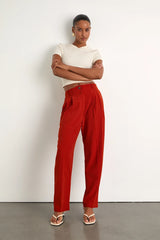 Sophisticated Company Rust Red Straight Leg Trouser Pants