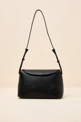 Louette Black Vegan Leather Shoulder Bag