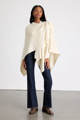Napiera Heather Cream Knit Wrap Poncho
