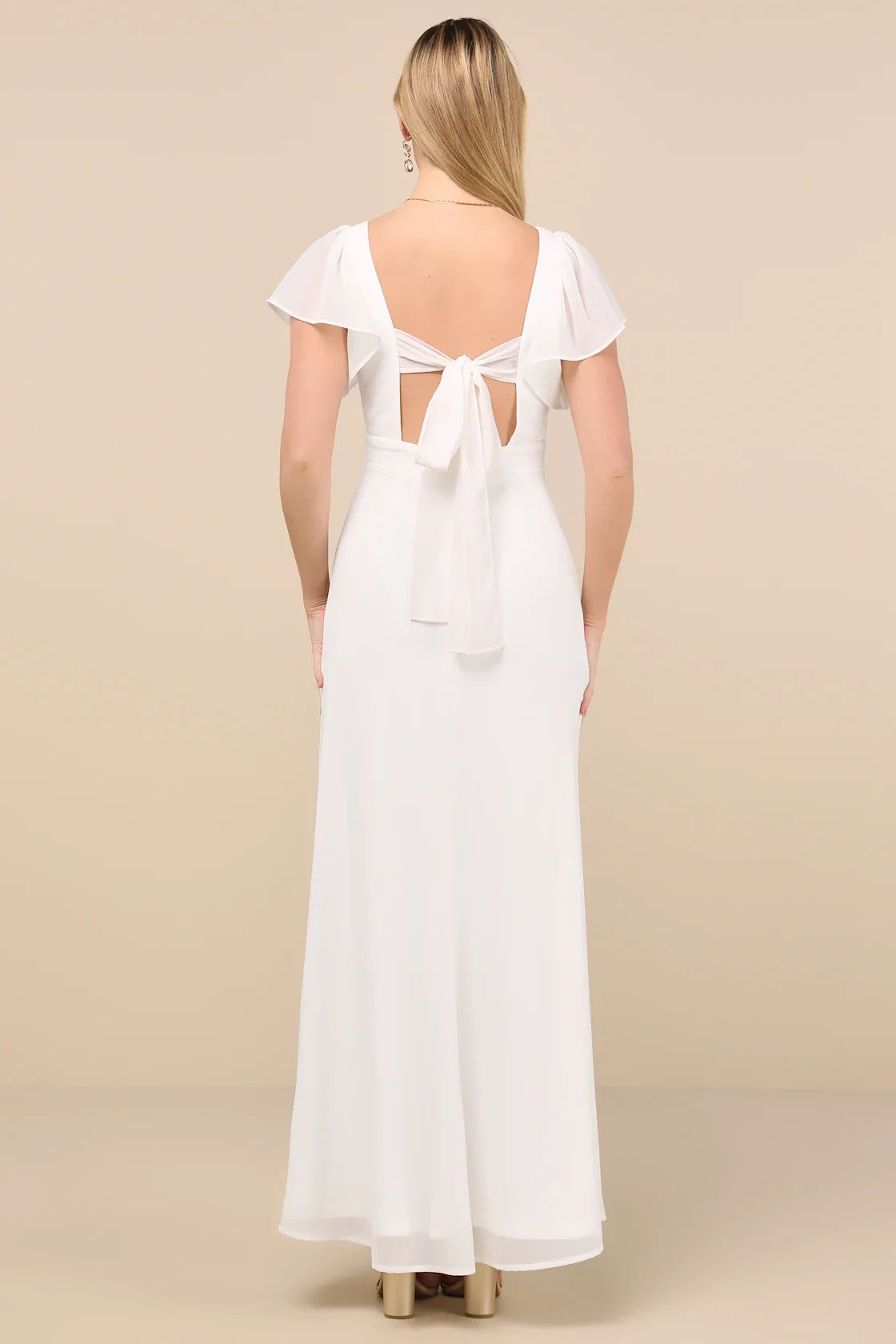 Simply Delightful Black Tie-Back Flutter Sleeve Maxi Dress