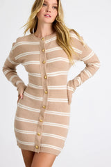 Maudie Black and White Striped Sweater Mini Dress