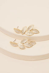 Windsor Silver Rhinestone Leaf Drop Earrings