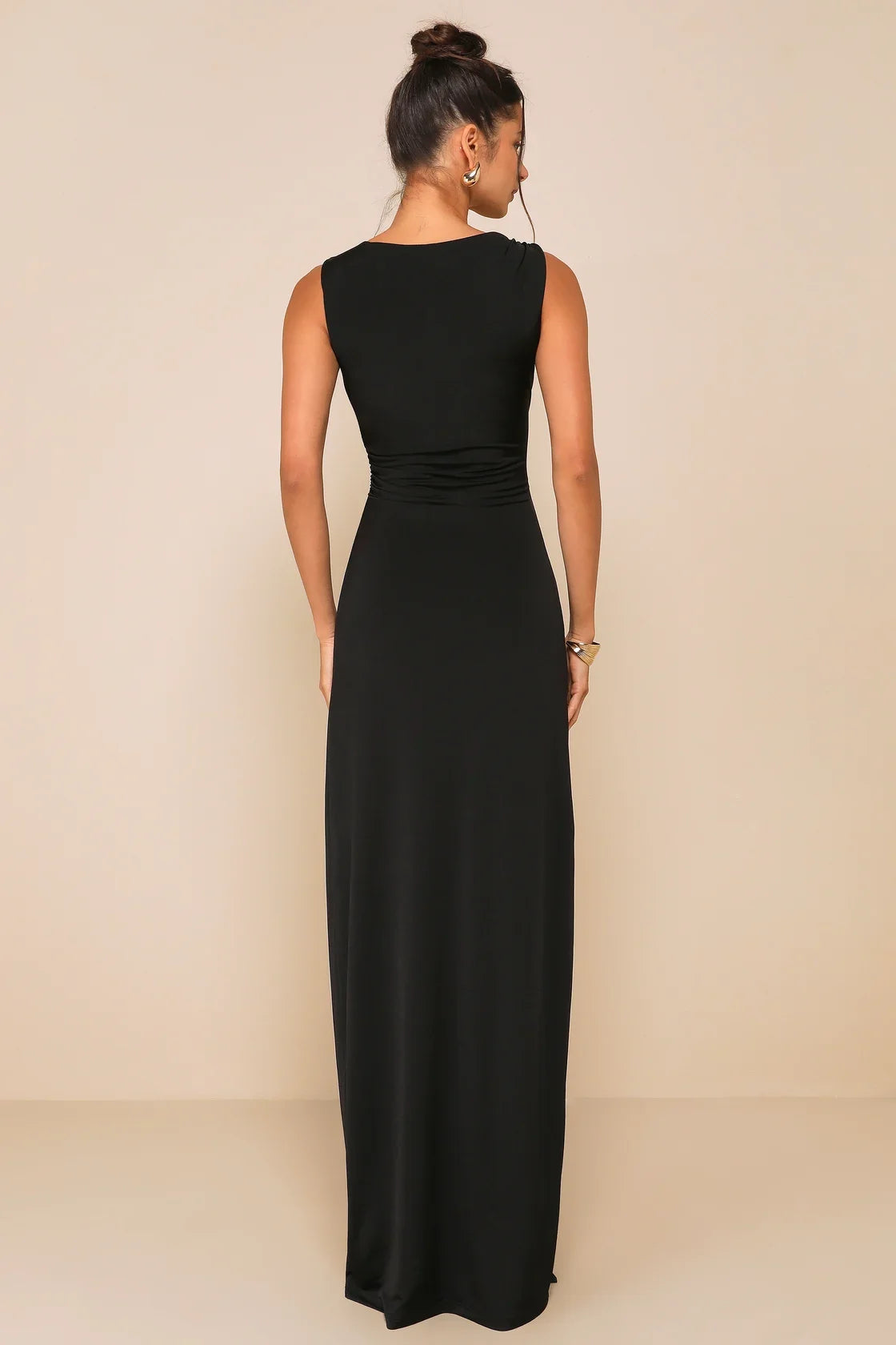 Significant Allure Red Slinky Knit Ruched Maxi Dress