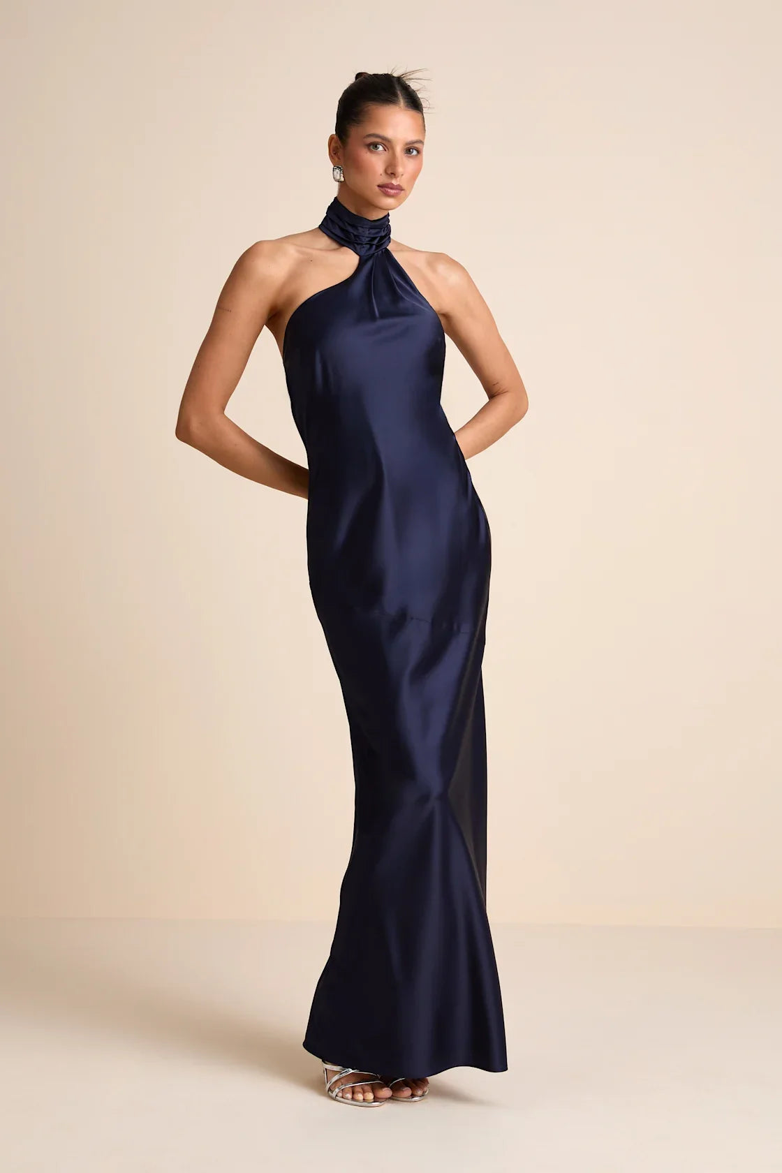 Madalena Red Satin Cowl Back Maxi Dress