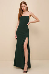 Passionate Admiration Black Strapless Bustier Maxi Dress
