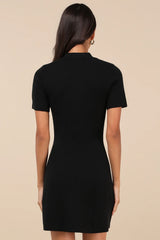 Posh Outcome Wine Red Short Sleeve Sweater Mini Dress