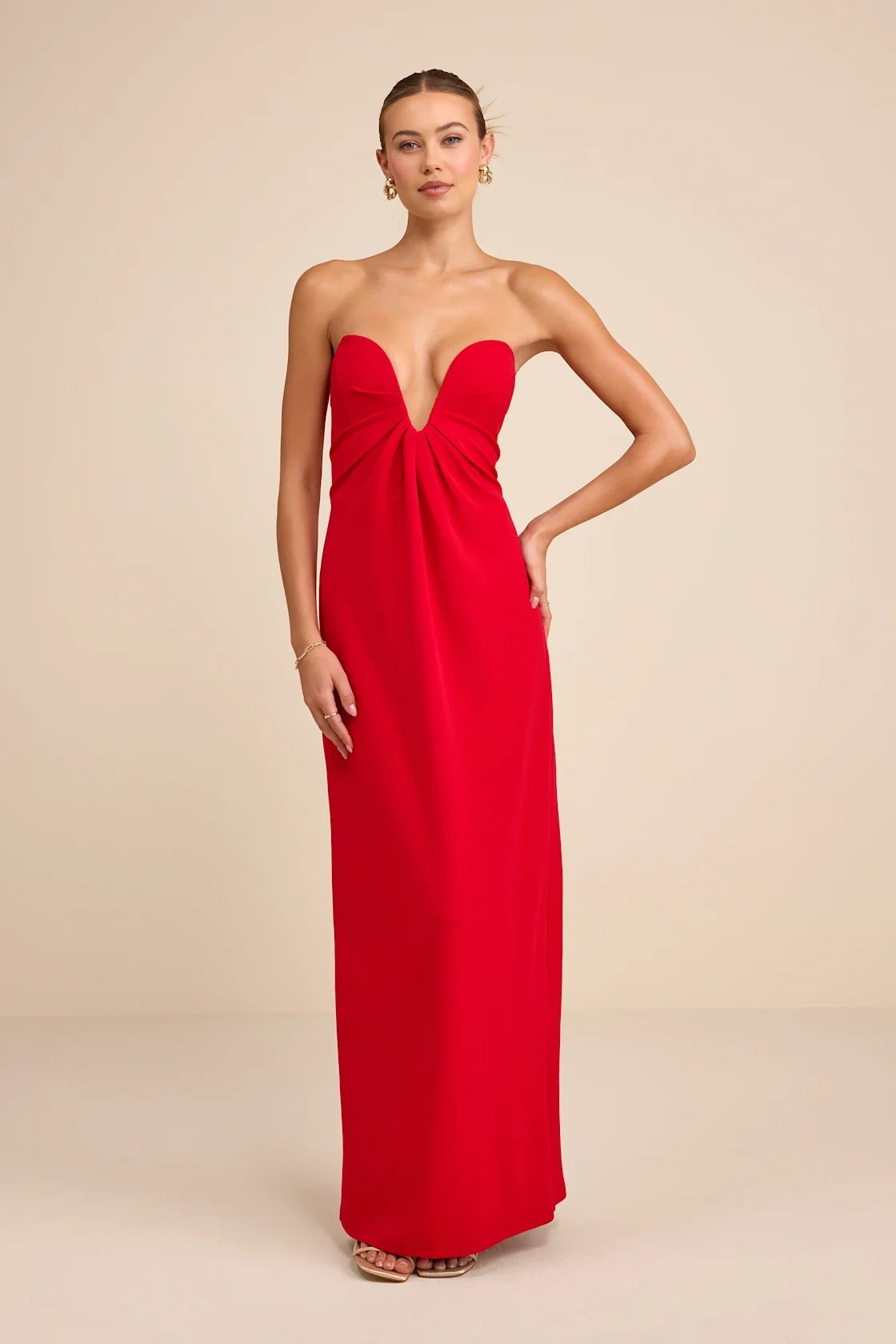 Thula Dark Olive Cutout U-Bar Column Maxi Dress