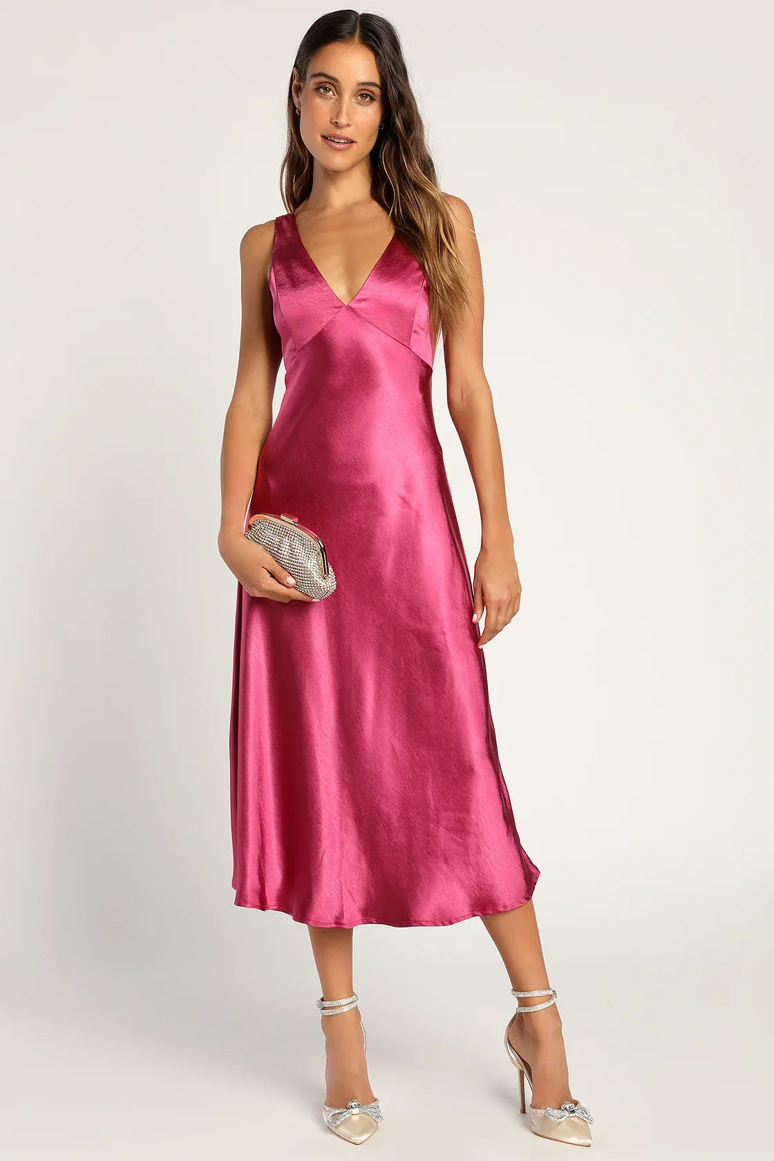 Incredible Love Light Orange Satin Cowl Back Midi Slip Dress