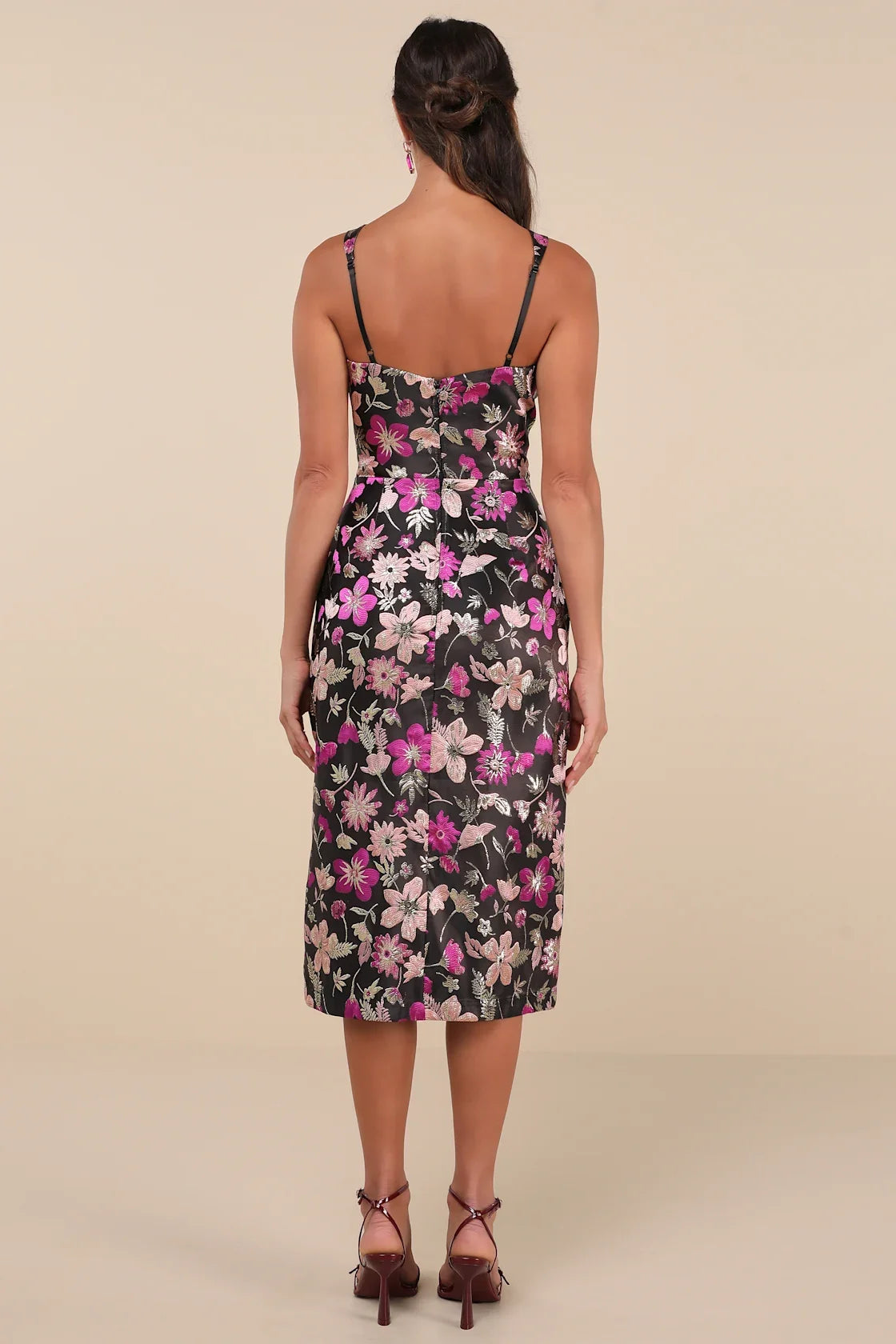 Immaculate Chicness Ivory Floral Brocade Midi Dress