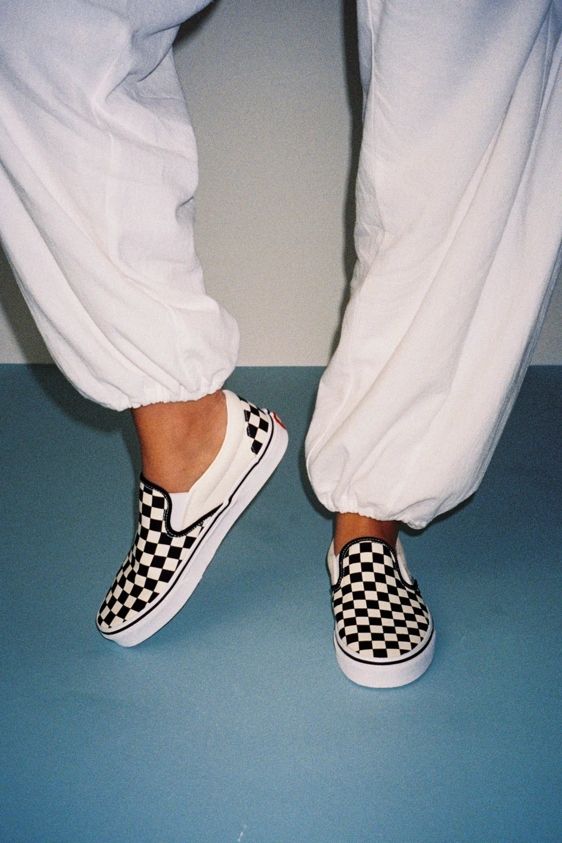 Classic Black & White Checkerboard Slip-On Sneakers