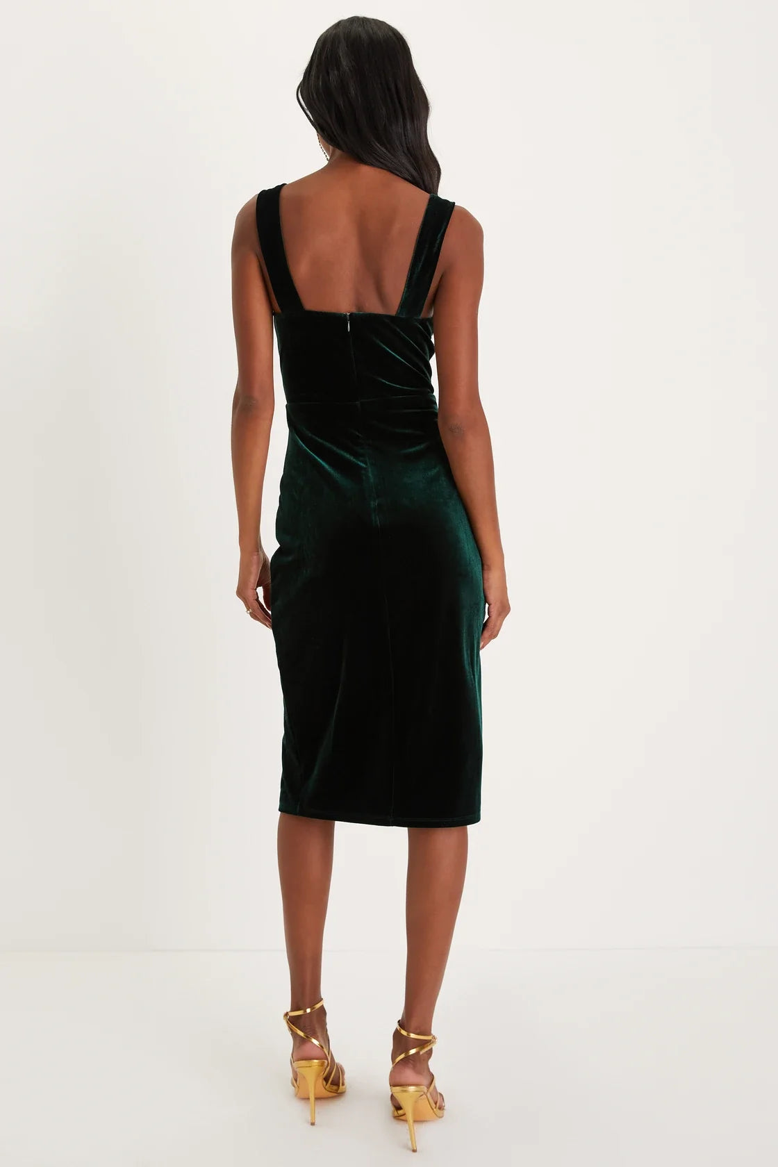 Baby, You're The One Rust Red Velvet Sleeveless Midi Dress