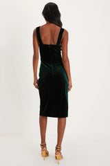 Baby, You're The One Rust Red Velvet Sleeveless Midi Dress