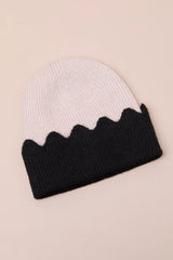 Melody Ivory and Black Scalloped Beanie