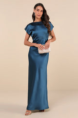 Captivating Presence Blush Pink Satin Cowl Back Maxi Dress