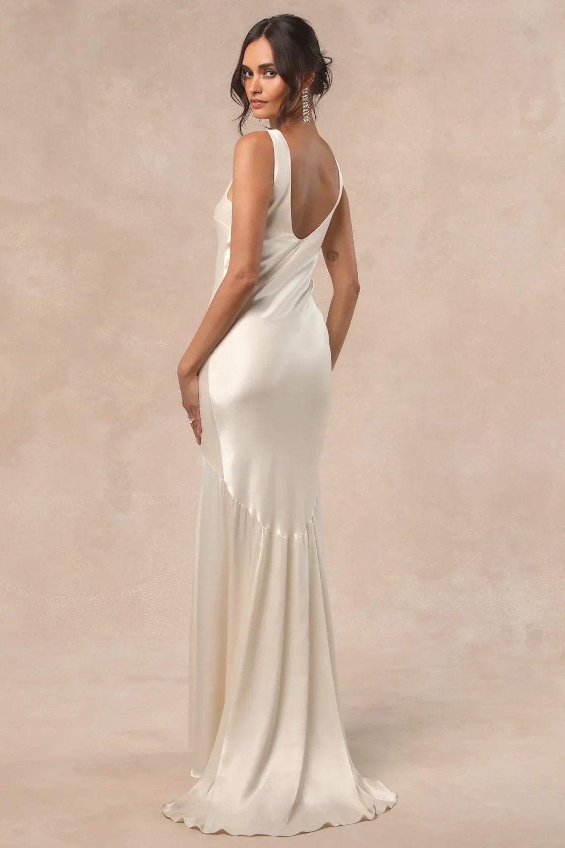 Love All of Me Champagne Satin Maxi Dress