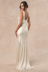 Love All of Me Champagne Satin Maxi Dress
