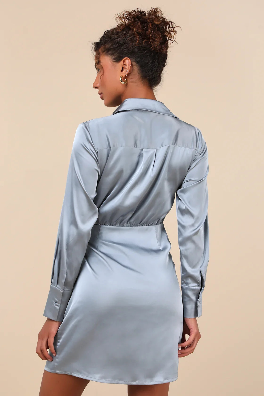 Painterly Perfection Ivory Multi Abstract Satin Wrap Mini Dress